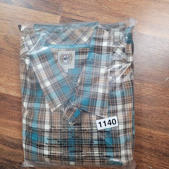 CINCH Men  Size XXL 2XL Plaid Multi Button Down Long Sleeve Casual Rodeo Ranch - Picture 10 of 10